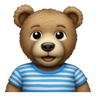 Teddy bear wearing blue stripy T-shirt sticker