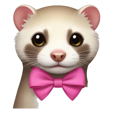 Ferret with pink bow on head sticker