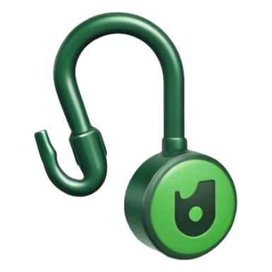 Most minimal possible JBL Clip 4 design, single green object with one darker green spot and small hook, iOS emoji style sticker