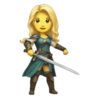 Woman blonde with sword sticker