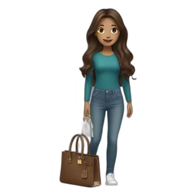 girl with brunette hair holding a birkin bag sticker