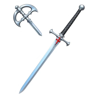 Silver knight sword — clean blade, cross guard sticker