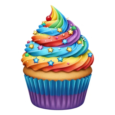 Rainbow starry cupcake sticker