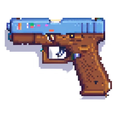 a Glock pistol, pixel art style sticker