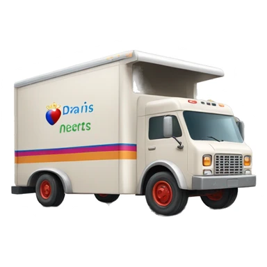 Side view of 1976 very long mail delivery truck shaped like Princess Laos sticker