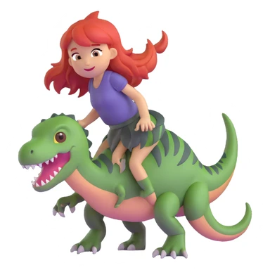 red-haired girl with a dinosaur tail and paws sticker