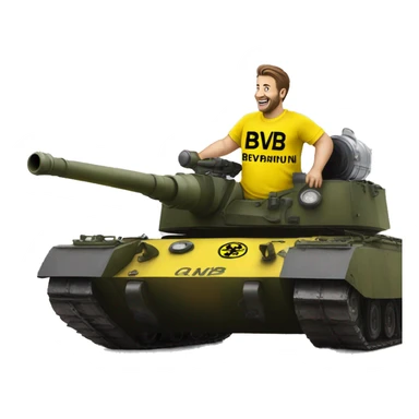 Bvb dortmund fan riding on a tank with a beer. sticker