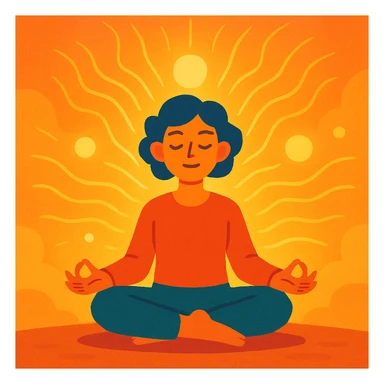 person meditating with radiant energy around them, representing manifesting and intention, soft uplifting style sticker