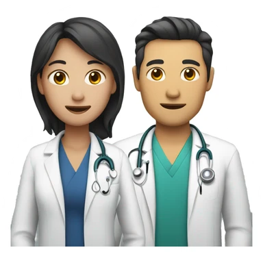 western doctor with asian doctor sticker