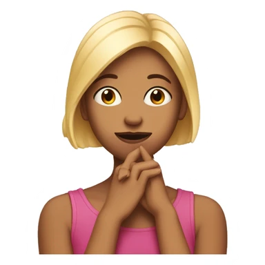 Make her hand under chin posing like a girl sticker