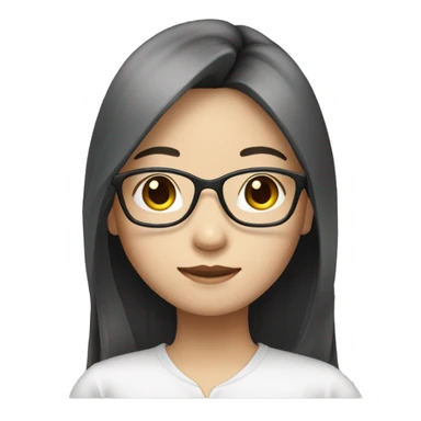 Asian girl white skin with long straight hair and glasses sticker