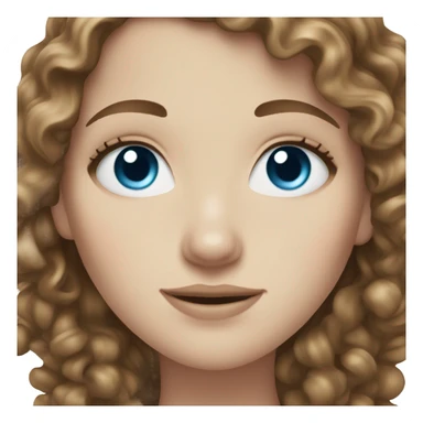 Pale white girl brown curly hair and blue eyes sticker
