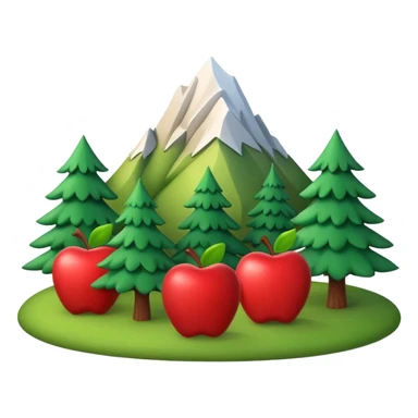 Washington state I’m 3d apple emoji style with cute pop out trees and mountains sticker