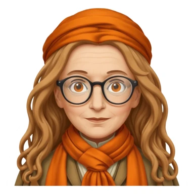 Professor Sybill Trelawney wearing glasses, orange scarf sticker
