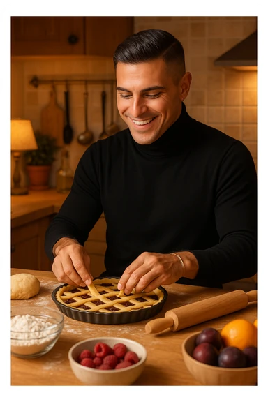 uomo che cucina il suo dolce preferito una crostata sticker