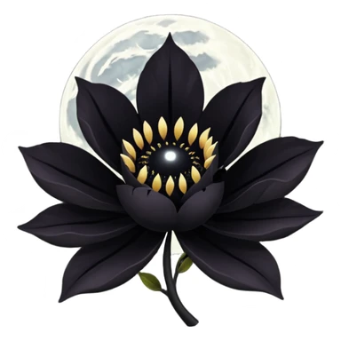 black blossom with black moon sticker