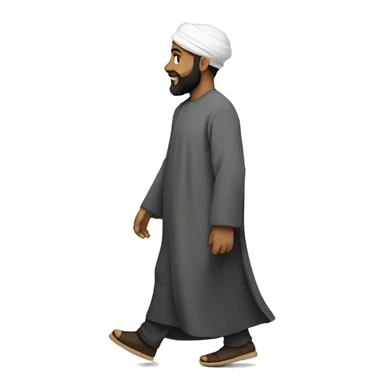 sideview of a bearded muslim man in a thobe walking. sticker