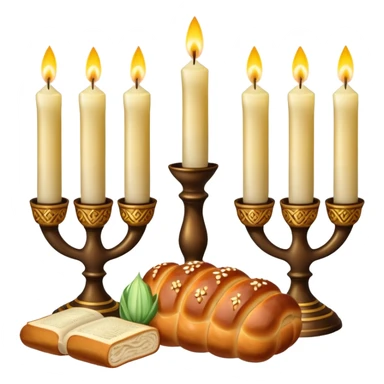 shabbat set of candles challah and kiddish cut sticker