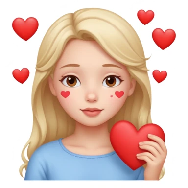 Cute Dreaming/Thinking of you, blushing, hearts sticker