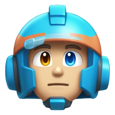 Mega Man with Blue eyes, peach skin on his face, Blue Helmet with a Cyan Stripe, Cyan ears, Cyan Body. sticker