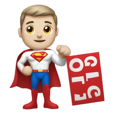 White Superman holding a sign sticker