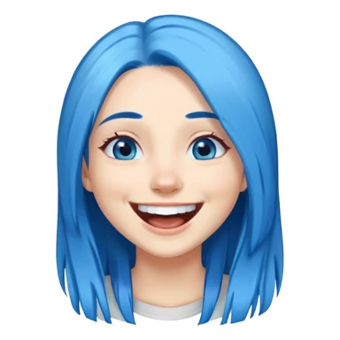 Blue haired blue eyes female really long straight hair laughing sticker