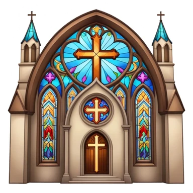 Church with cross and stained glass windows sticker