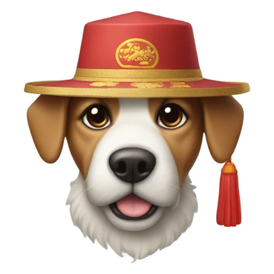 dog with a goatee and a chinese hat sticker