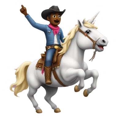 A cowboy riding a unicorn  sticker