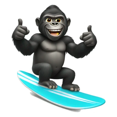 Gorilla surfing giving a thumbs up sticker