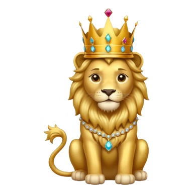 Lion King – proud golden lion wearing a tall jeweled crown, sitting sticker