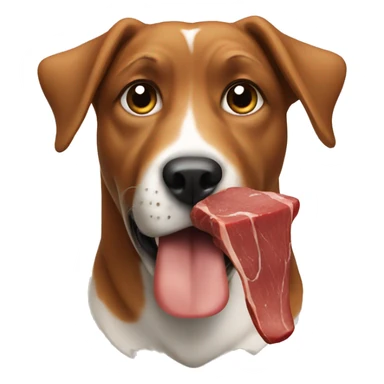 a dog eating meat sticker