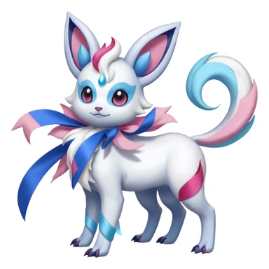 Shiny Absol-Sylveon-Auroras-Fakémon-hybrid-creature (full body)  sticker