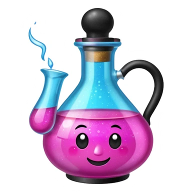 Magic potion bottle. Sparkly, hot pink, black only sticker