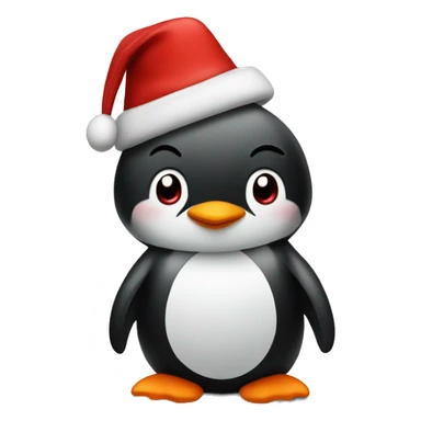 Create a cute penguin emoji with a red hat sticker