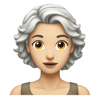 Caucasian Woman brown eyebrows grey hair white skin sticker