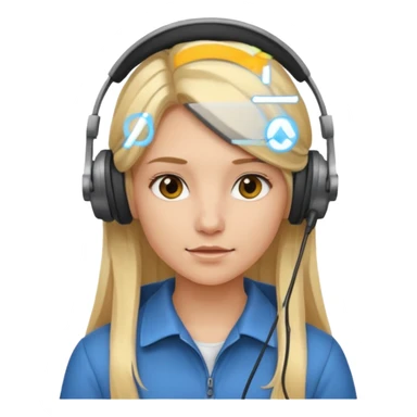 Blonde girl with long hair working sticker