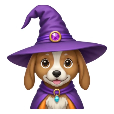 dog wear purple wicth hat sticker