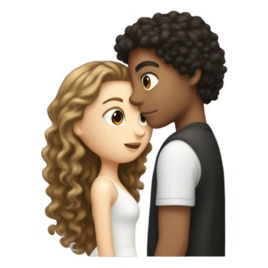White boy with dark hair kissing white girl with long dark curly hair sticker