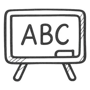 chalkboard with ABC written on it, hand-drawn doodle style sticker