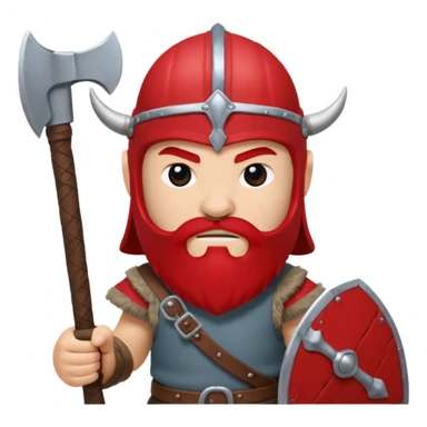 Viking avec une hache et un casque rouge et où on voit pas ses yeux peluche  sticker