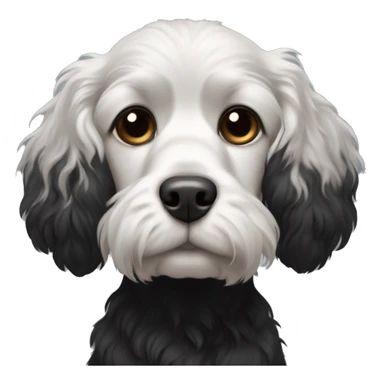 Small completely black spaniel with black fur on his whole face and white fur only on his chest sticker