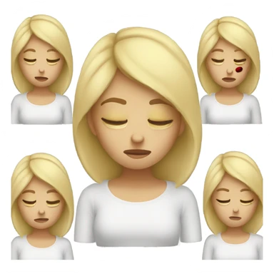 Blonde girl with headache hands on head frown  sticker