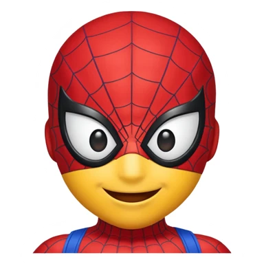 create a yellow emoji of spiderman. style old emoji sticker