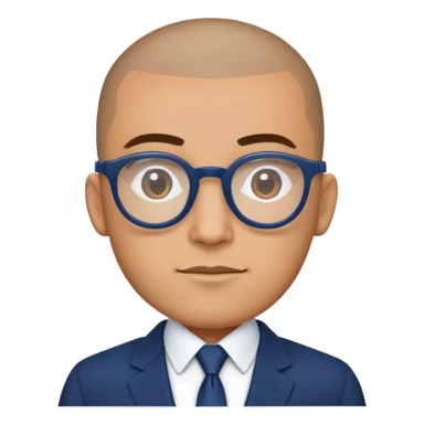 Buzz cut Puerto Rican male with oval head and square glasses and dark blue business suit  sticker
