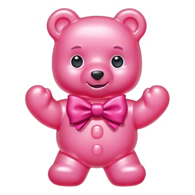 pink boy gummy bear with bow sticker
