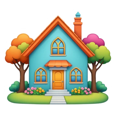 Cartoonish home with white border sticker