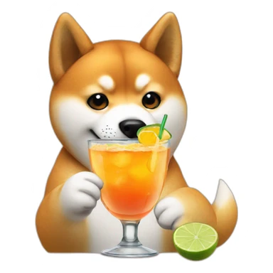 Shiba drinking cocktail sticker