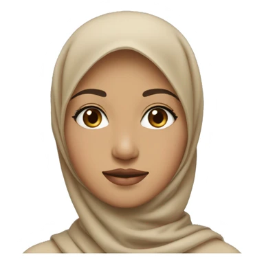 a person wearing a nude colored hijab with a slightly oval face, and a nose that is not too sharp, thin lips, skin color like a southeast Asian person sticker