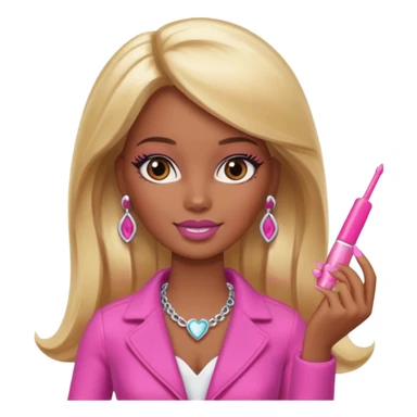 Brown skin blonde hair barbie with long pink nails  sticker